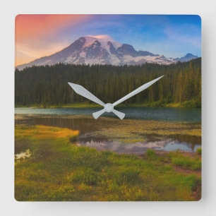 Water   Mt. Rainier National Park, Washington Quadratische Wanduhr