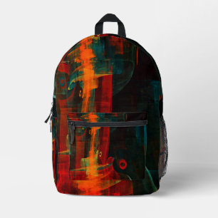 Water Orange Red Blue Modernes Abstraktes Kunstmus Bedruckter Rucksack