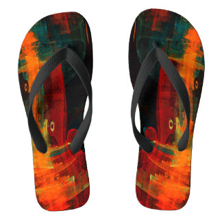 Water Orange Red Blue Modernes Abstraktes Kunstmus Flip Flops