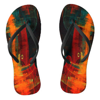 Water Orange Red Blue Modernes Abstraktes Kunstmus Flip Flops