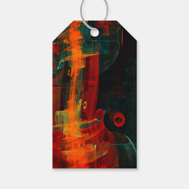 Water Orange Red Blue Modernes Abstraktes Kunstmus Geschenkanhänger (Vorderseite)