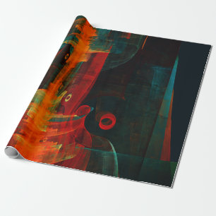 Water Orange Red Blue Modernes Abstraktes Kunstmus Geschenkpapier