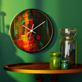 Water Orange Red Blue Modernes Abstraktes Kunstmus Große Wanduhr