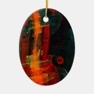 Water Orange Red Blue Modernes Abstraktes Kunstmus Keramik Ornament