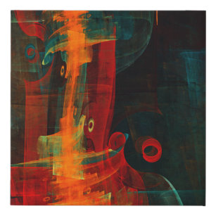 Water Orange Red Blue Modernes Abstraktes Kunstmus Künstlicher Leinwanddruck