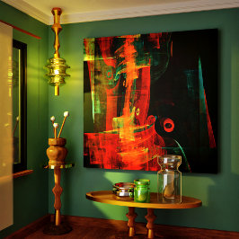 Water Orange Red Blue Modernes Abstraktes Kunstmus Leinwanddruck