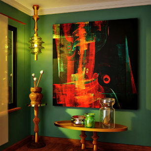 Water Orange Red Blue Modernes Abstraktes Kunstmus Leinwanddruck