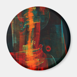 Water Orange Red Blue Modernes Abstraktes Kunstmus Magnet