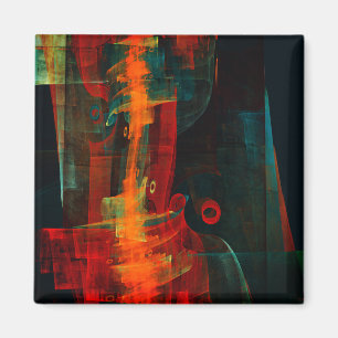 Water Orange Red Blue Modernes Abstraktes Kunstmus Magnet