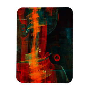 Water Orange Red Blue Modernes Abstraktes Kunstmus Magnet