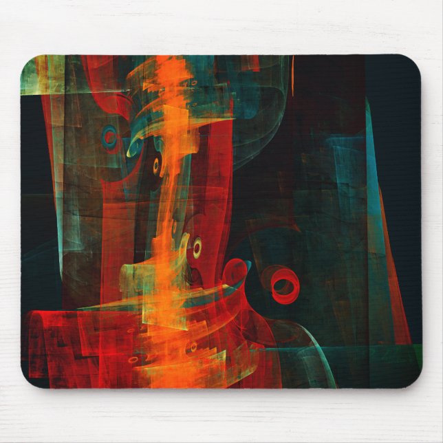 Water Orange Red Blue Modernes Abstraktes Kunstmus Mousepad (Vorne)