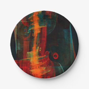 Water Orange Red Blue Modernes Abstraktes Kunstmus Pappteller