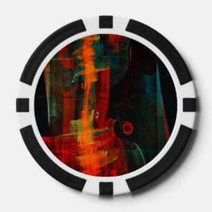Water Orange Red Blue Modernes Abstraktes Kunstmus Pokerchips