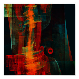 Water Orange Red Blue Modernes Abstraktes Kunstmus Poster
