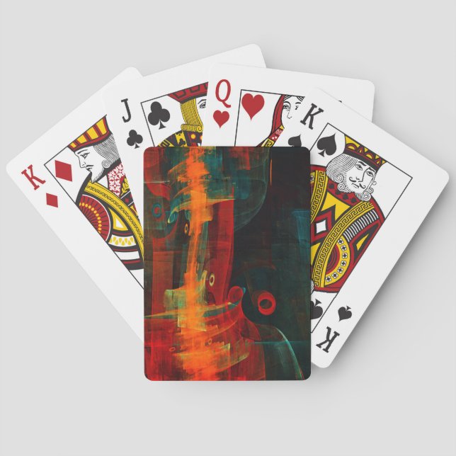 Water Orange Red Blue Modernes Abstraktes Kunstmus Spielkarten (Rückseite)