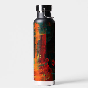 Water Orange Red Blue Modernes Abstraktes Kunstmus Trinkflasche