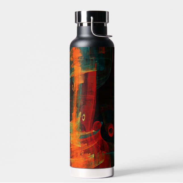 Water Orange Red Blue Modernes Abstraktes Kunstmus Trinkflasche (Links)