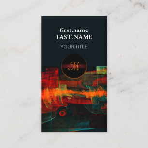 Water Orange Red Blue Modernes Abstraktes Kunstmus Visitenkarte