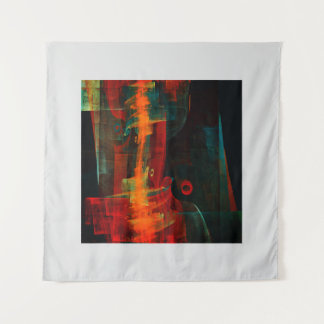 Water Orange Red Blue Modernes Abstraktes Kunstmus Wandteppich
