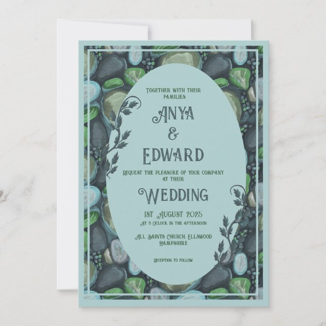 Water Pebbles - Wedding Invitation Einladung (Vorderseite)