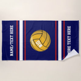 Water Polo Ball Team Player Name Red White Blue Strandtuch