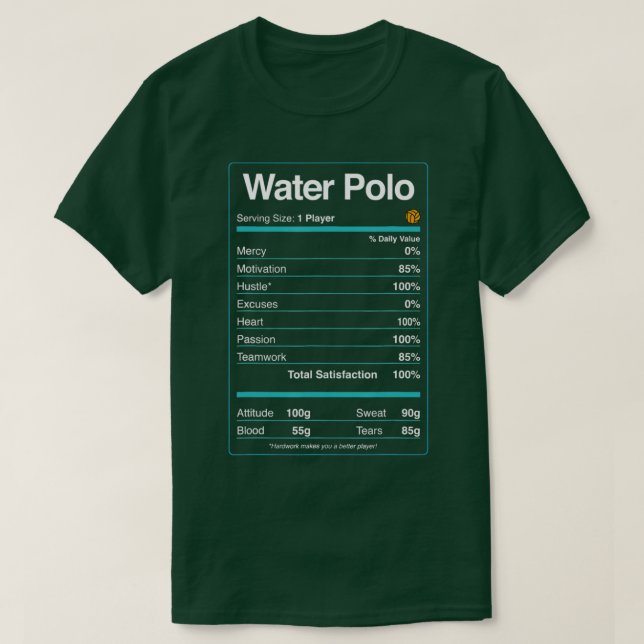 Water Polo Player Ernährung Fakten Funny Sport Wa (Design vorne)