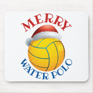 Water Polo Weihnachtsball mit Weihnachtsmannmütze Mousepad