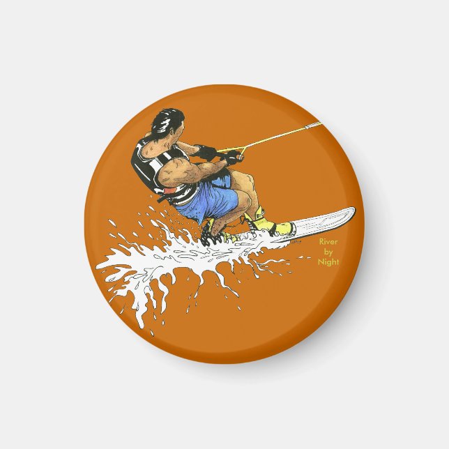 Water Skier - blau Magnet (Vorne)
