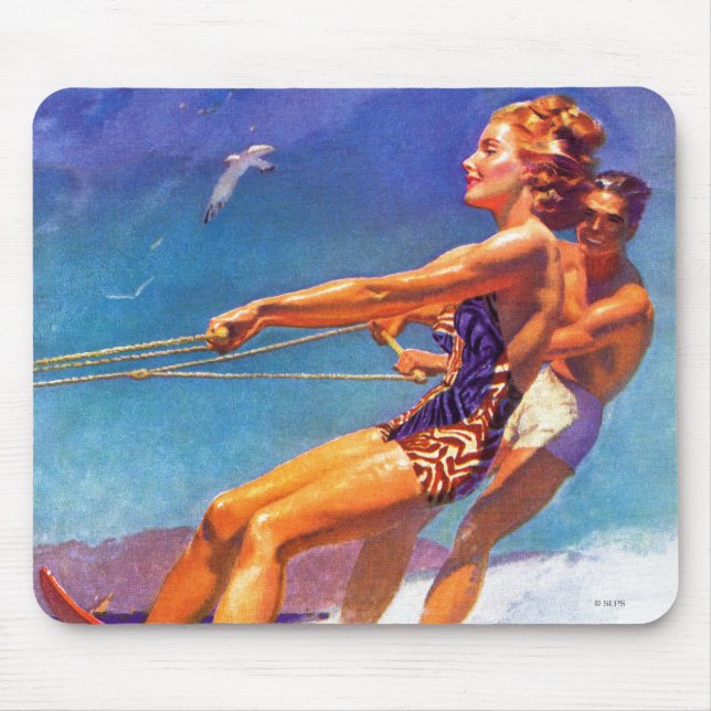 Water Skier von McClelland Barclay Mousepad (Vorne)