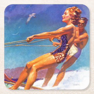 Water Skier von McClelland Barclay Rechteckiger Pappuntersetzer