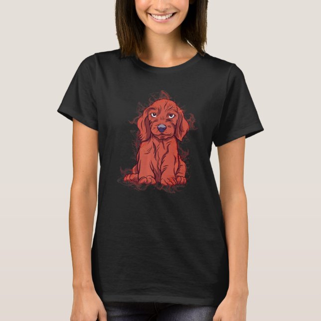 Water Splash Art Cute Sitting Dog Dachshund Premiu T-Shirt (Vorderseite)