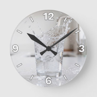 Water Splash Glass Refreshing Kitchen Home Decor Runde Wanduhr
