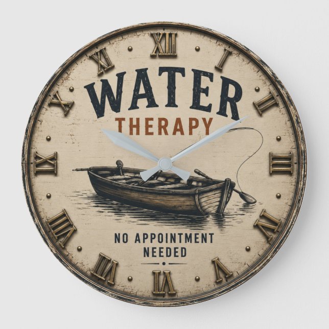 Water Therapy Rustic Fisherman Gift  Große Wanduhr (Vorderseite)