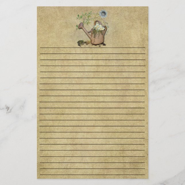 Watercan & Garden Things-1- Lined Stationierung Briefpapier (Vorderseite)