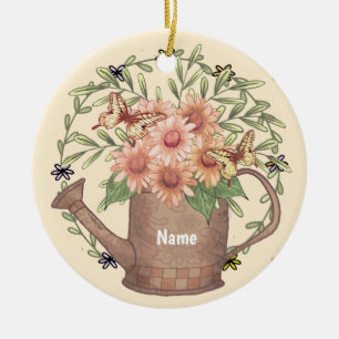 Watercan Pink Daisy Keramik Ornament