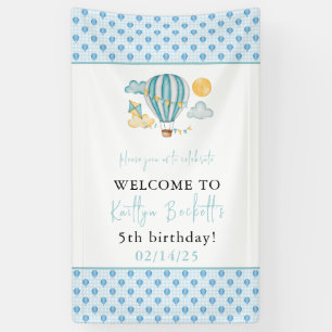 Watercolo Hot Air Ballon Kind 5. Geburtstagsparty Banner