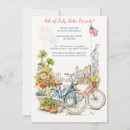 Watercolor 4. Juli Fahrradparade-Einladung  Einladung