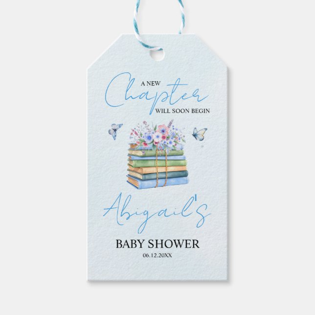 Watercolor A New Chapter Begins baby boy shower  Geschenkanhänger (Vorderseite)