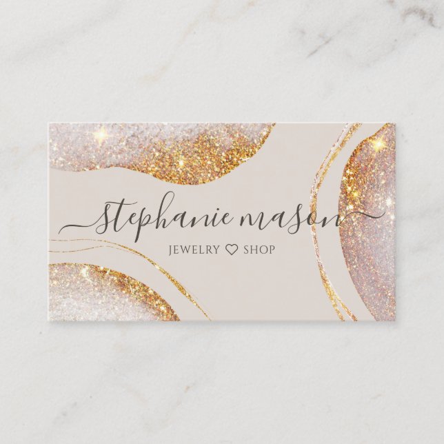 Watercolor Abstrakt Gold Glitzer Business Card Telefonnummerkarte (Vorderseite)