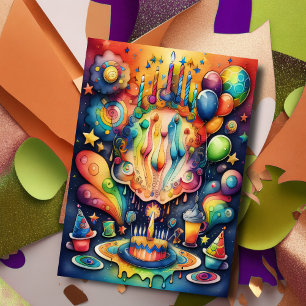 Watercolor Abstrakte Geburtstagsgestaltung Einladung