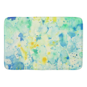 Watercolor-abstrakte grüne gelbe Duschen-Matte Badematte
