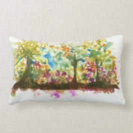 Watercolor-abstrakter Landschaftskunst-Baum-Wald Lendenkissen