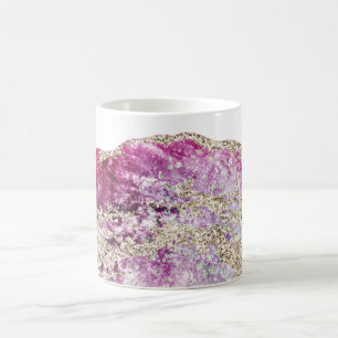 *~* Watercolor-Achat-GoldGlitzer-Felsen Geode Kaffeetasse