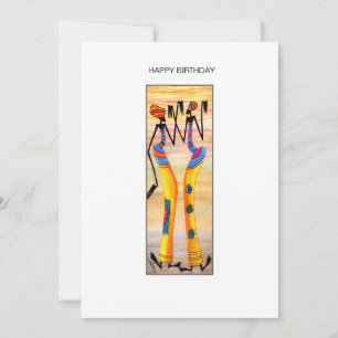 Watercolor African Art Celebration Dance Birthday Karte