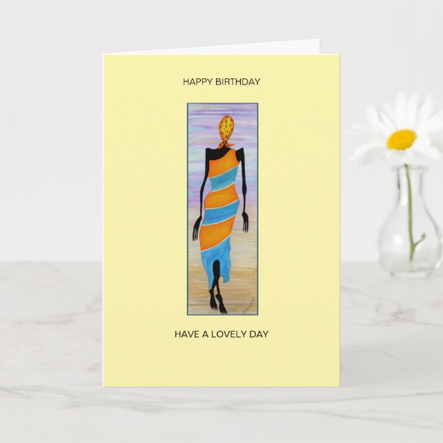 Watercolor African Art Elegante Karte (Kleine Pflanze)