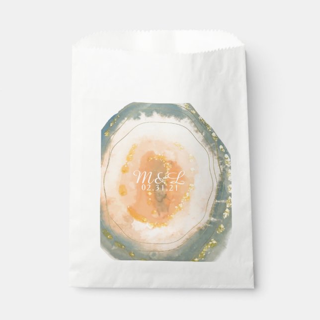 Watercolor Agate Coral Geodes Wedding Geschenktütchen (Vorderseite)