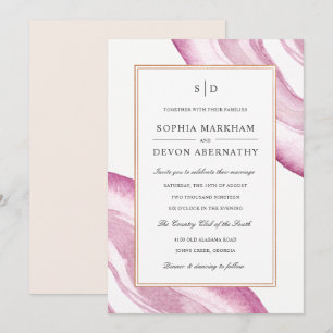 Watercolor Agate Slice Wedding Einladung   Mauve P