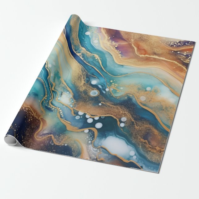 Watercolor Agate Wrapping Paper Geschenkpapier (Ungerollt)