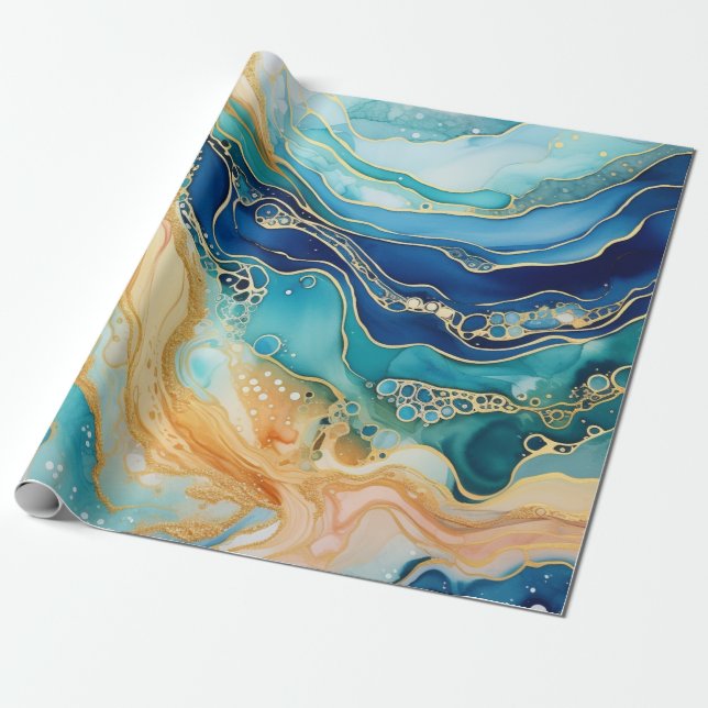 Watercolor Agate Wrapping Paper Geschenkpapier (Ungerollt)