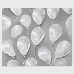 Watercolor AI Art Balloons Silver Wrapping Paper Geschenkpapier